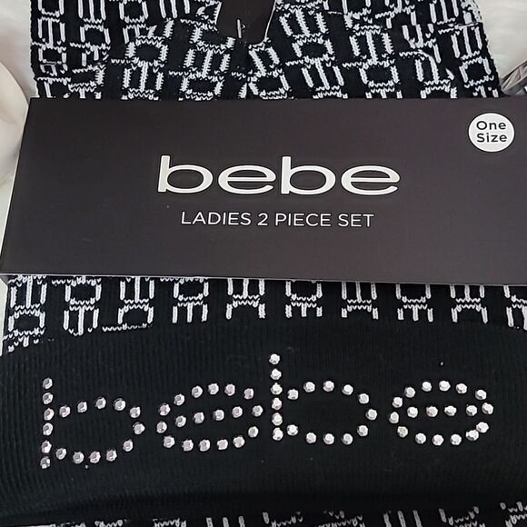 1516  bebe Logo  Scarf & Hat- beanie Set  2 pc  NWT - Picture 3 of 4